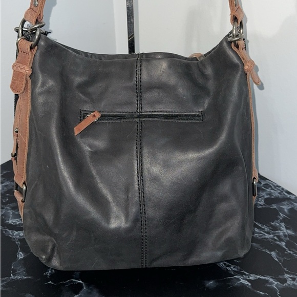 The Sak Handbag Ashland Vintage Leather Bucket Bag Black AUTHENTIC - Picture 8 of 14